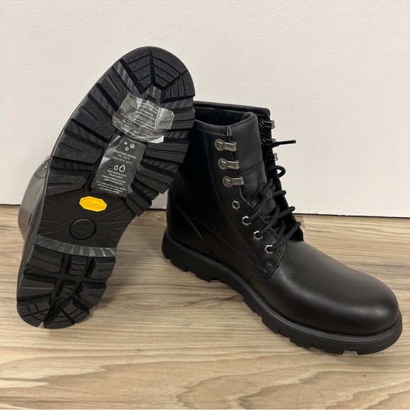 UGG KIRKSON BLACK LEATHER SHEEPSKIN MEN'S BOOTS US SIZE 9 1120992 $210 NWOB - Picture 7 of 8